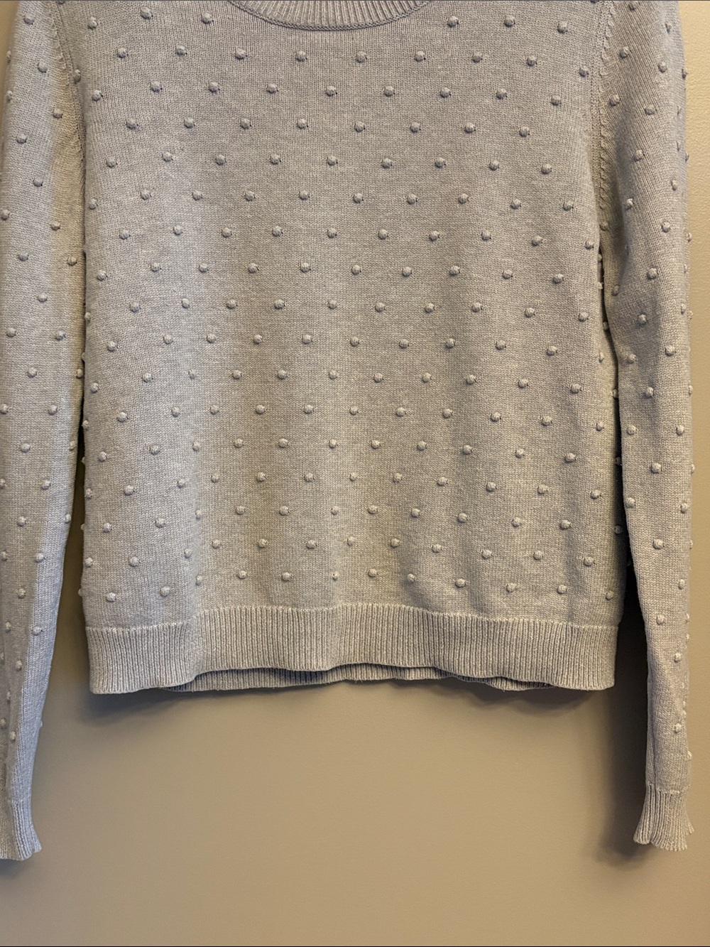 Lord & Taylor Light Gray Pom-Pom Crewneck Sweater - Picture 7 of 12